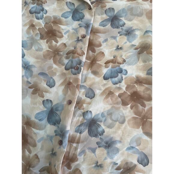 90's vintage chiffon floral collared button up blouse MEDIUM - Picture 7 of 7